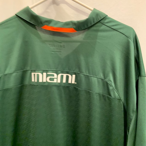 Nike University of Miami Hurricanes Dri-Fit Solid Green Polo Shirt Size 4XL - Picture 14 of 15